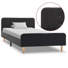 Estructura de cama de arpillera gris oscuro 90x200 cm