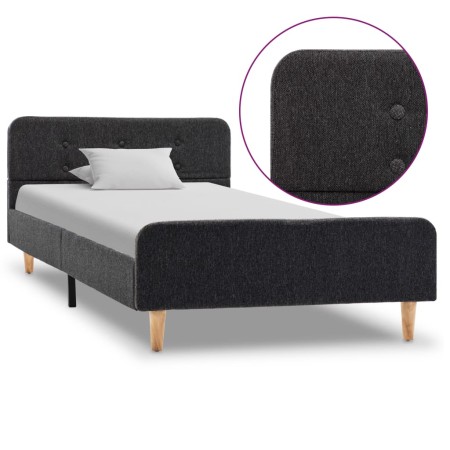 Estructura de cama de arpillera gris oscuro 90x200 cm