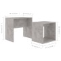 Juego de mesas de centro contrachapada gris hormigón 48x30x45cm de vidaXL, Mesas de centro - Ref: Foro24-802889, Precio: 39,2...