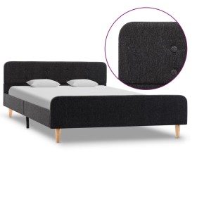 Estructura de cama de arpillera gris oscuro 90x200 cm