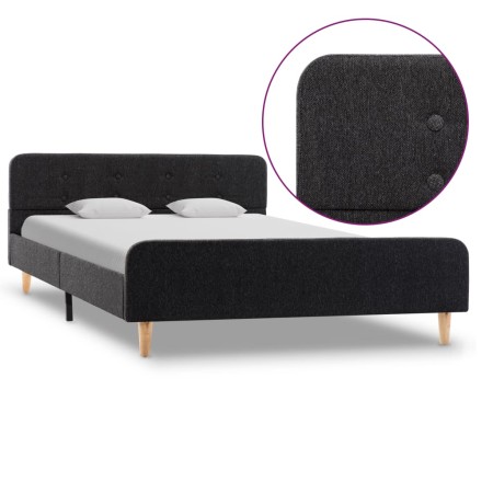 Estructura de cama de arpillera gris oscuro 90x200 cm