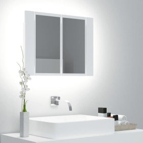 Armario espejo de baño con luz LED acrílico blanco 60x12x45 cm