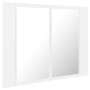 Armario espejo de baño con luz LED acrílico blanco 60x12x45 cm