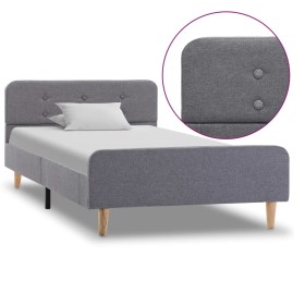 Estructura de cama sin colchón tela gris claro 90x200 cm