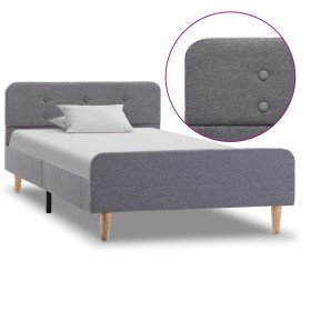 Estructura de cama sin colchón tela gris claro 90x200 cm Estructura de cama sin colchón tela gris claro 90x200 cm