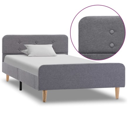 Estructura de cama sin colchón tela gris claro 90x200 cm