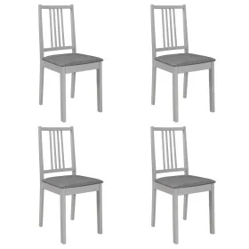 Sillas de comedor con cojines de madera maciza gris 4 unidades de vidaXL, Sillas de comedor - Ref: Foro24-247639, Precio: 225...