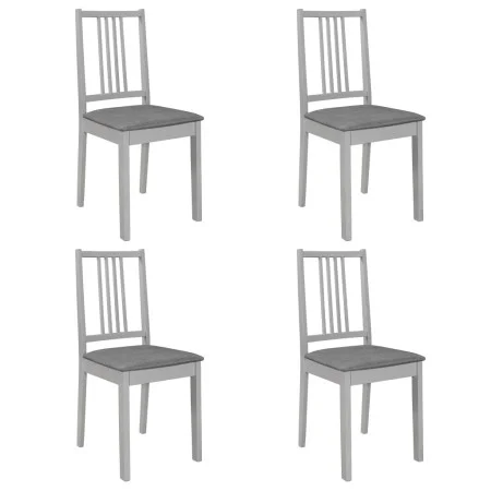 Dining chairs with solid gray wood cushions, 4 units by vidaXL, dining chairs - Ref: Foro24-247639, Price: 230,08 €, Discount: %