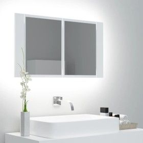 Bathroom mirror cabinet with LED light white acrylic 80x12x45 cm by vidaXL, bathroom vanities - Ref: Foro24-804964, Price: 56...