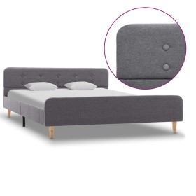 Estructura de cama de tela gris claro 140x200 cm