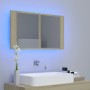 Armario espejo de baño LED acrílico roble Sonoma 80x12x45 cm de vidaXL, Tocadores de baño - Ref: Foro24-804967, Precio: 65,34 €