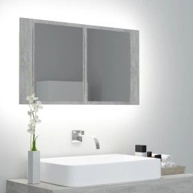 Armario espejo baño luz LED acrílico gris hormigón 80x12x45 cm de vidaXL, Tocadores de baño - Ref: Foro24-804968, Precio: 55,...