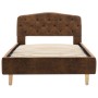 Estructura cama sin colchón piel ante sintética marrón 90x200cm
