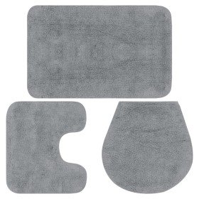 Conjunto de alfombrillas de baño de tela 3 piezas gris Conjunto de alfombrillas de baño de tela 3 piezas gris