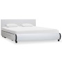 Estructura de cama con cajones piel sintética blanca 140x200 cm