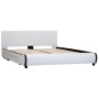 Estructura de cama con cajones piel sintética blanca 140x200 cm