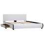 Estructura de cama con cajones piel sintética blanca 140x200 cm