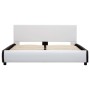 Estructura de cama con cajones piel sintética blanca 140x200 cm