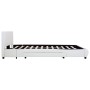 Estructura de cama con cajones piel sintética blanca 140x200 cm