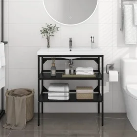 Black iron washbasin structure 79x38x83 cm by vidaXL, bathroom vanities - Ref: Foro24-338489, Price: 77,06 €, Discount: %