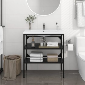 Waschbeckenstruktur aus schwarzem Eisen, 79 x 38 x 83 cm von vidaXL, Badezimmerwaschtische - Ref: Foro24-338489, Preis: 96,53...