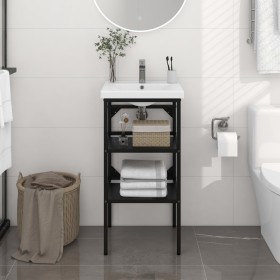 Estructura de lavabo de hierro negro 40x38x83 cm