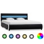 Estructura de cama con LED de cuero sintético negro 140x200 cm