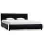 Estructura de cama con LED de cuero sintético negro 140x200 cm