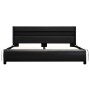 Estructura de cama con LED de cuero sintético negro 140x200 cm