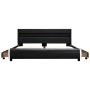 Estructura de cama con LED de cuero sintético negro 140x200 cm