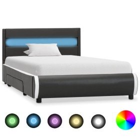 Estructura cama y LED cuero sintético gris antracita 90x200 cm