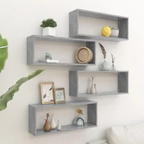 Cube wall shelf 4 pcs engineered wood concrete 60x15x23cm by vidaXL, Shelves and shelves - Ref: Foro24-807146, Price: 50,46 €...