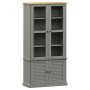 Armario con vitrina VIGO madera maciza pino gris 85x35x170 cm