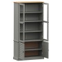 Armario con vitrina VIGO madera maciza pino gris 85x35x170 cm