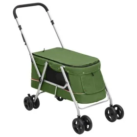 Folding dog stroller green linen fabric 100x49x96 cm by vidaXL, pet strollers - Ref: Foro24-172204, Price: 120,99 €, Discount: %