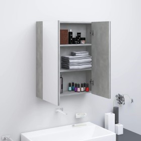 Armario de espejo de baño MDF gris hormigón 60x15x75 cm