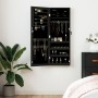 Espejo con joyero de pared negro 37,5x10x106 cm