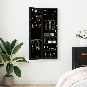 Espejo con joyero y luces LED para pared negro