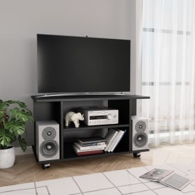 TV stand with wheels, engineered wood, black, 80x40x45 cm by vidaXL, TV Furniture - Ref: Foro24-800190, Price: 58,03 €, Disco...