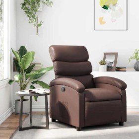Sillón reclinable de cuero sintético marrón en Sillones | Comprar online en Foro24