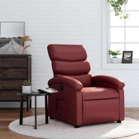 Sillón reclinable de cuero sintético rojo tinto en Sillones | Comprar online en Foro24