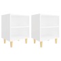 Mesitas de noche patas madera maciza blanca 2 uds 40x30x50 cm