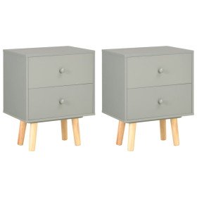 Mesitas de noche 2 unidades madera maciza pino gris 40x30x50 cm Mesitas de noche 2 unidades madera maciza pino gris 40x30x50 cm