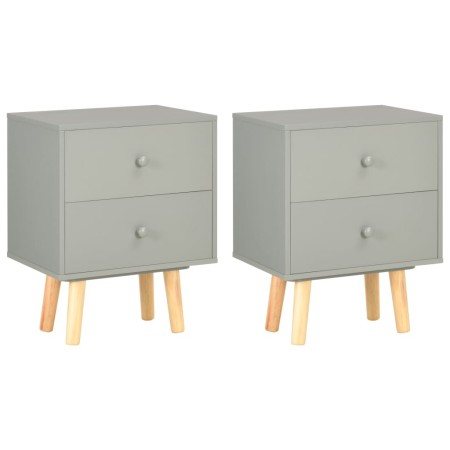 Mesitas de noche 2 unidades madera maciza pino gris 40x30x50 cm