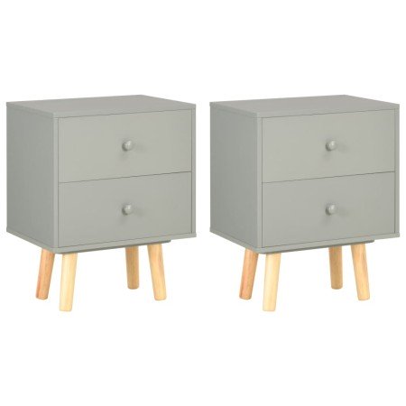 Mesitas de noche 2 unidades madera maciza pino gris 40x30x50 cm en Mesitas de noche | Comprar online en Foro24