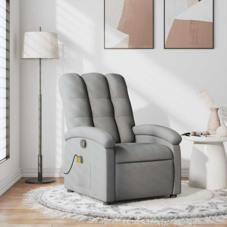 Sillón reclinable de masaje de tela gris claro
