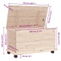 Baúl de almacenaje con ruedas ALTA madera maciza 73x39,5x43 cm