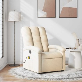 Sillón de masaje reclinable de tela crema Sillón de masaje reclinable de tela crema