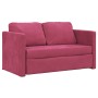 Sofá cama de suelo 2 en 1 terciopelo rojo tinto 122x204x55 cm