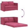Sofá cama de suelo 2 en 1 terciopelo rojo tinto 122x204x55 cm